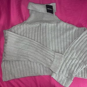 Turtle neck sweater crop top.